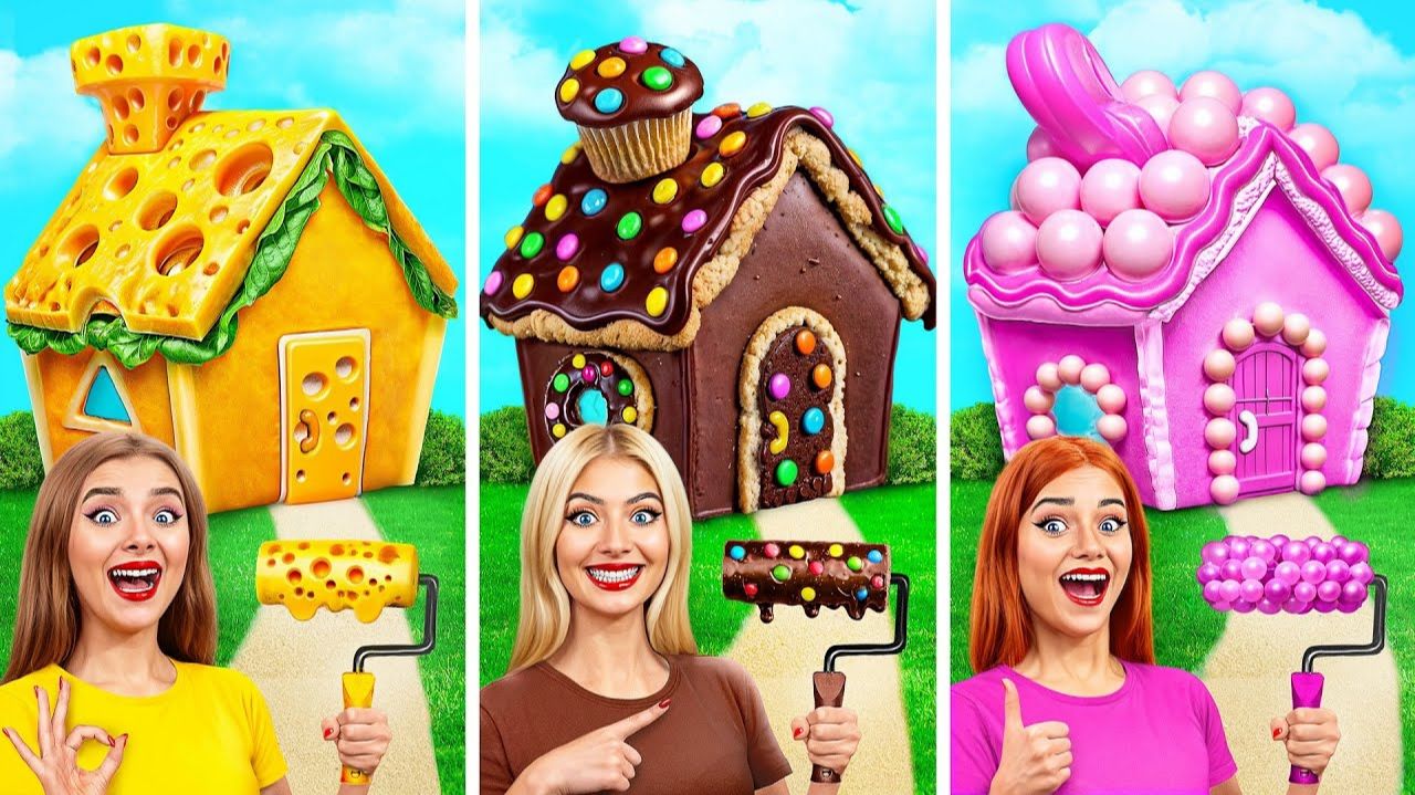 Домики Одного Цвета Челлендж _ Сладости Vs Шоколад Vs Фастфуд от