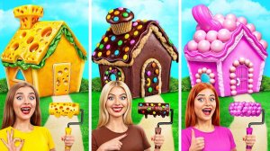 Домики Одного Цвета Челлендж _ Сладости vs Шоколад vs Фастфуд от
