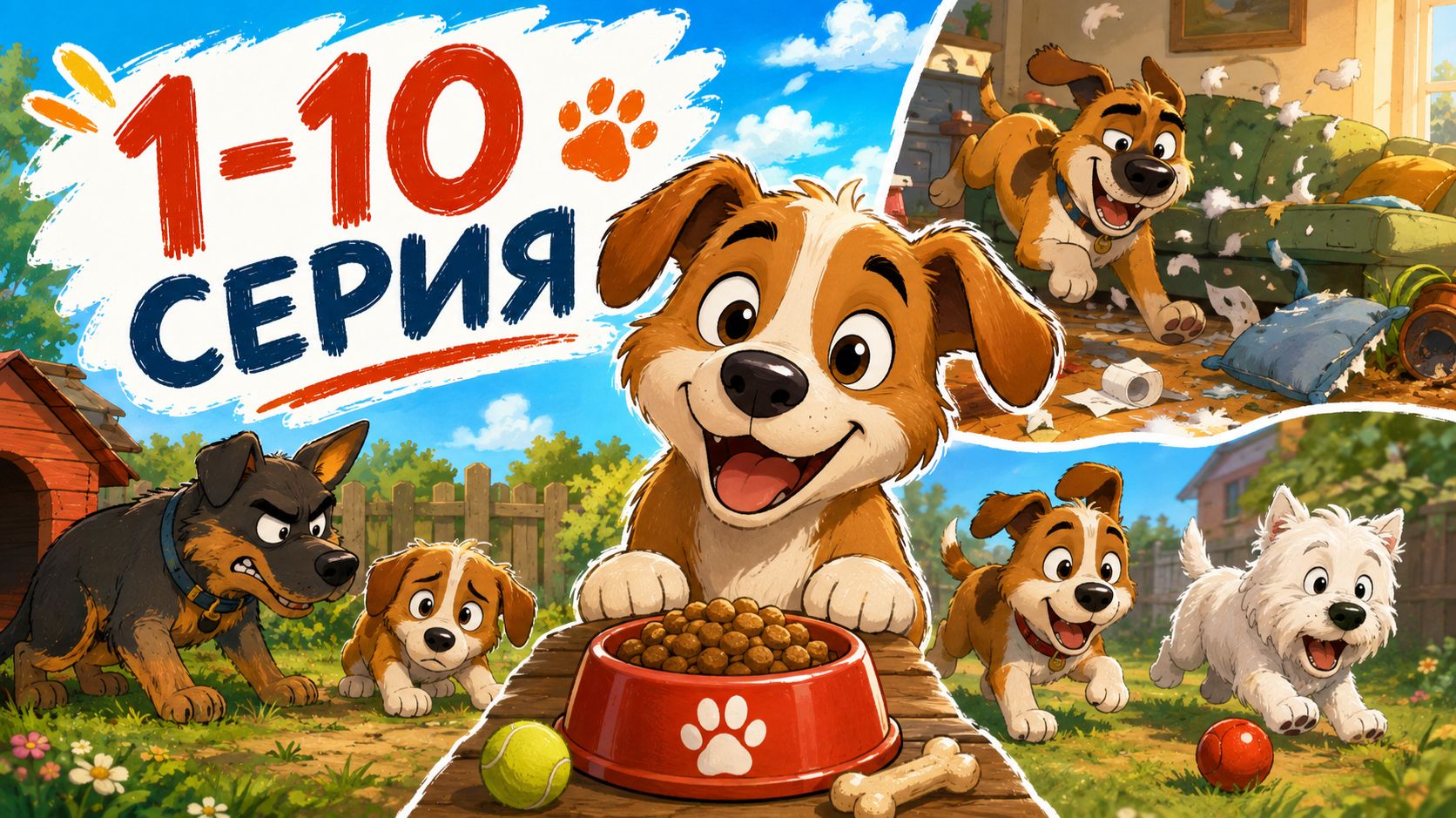 Собаки и щенки МУЛЬТИК ДЛЯ ДЕТЕЙ 🐶 Все серии 1–10 подряд | Весёлые приключения и смешные истории