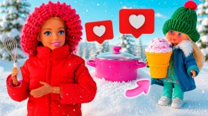 Штеффи и мама Барби делают мороженое в снегу из сливок! Весело и вкусно 🍦❄️ | Для детей
