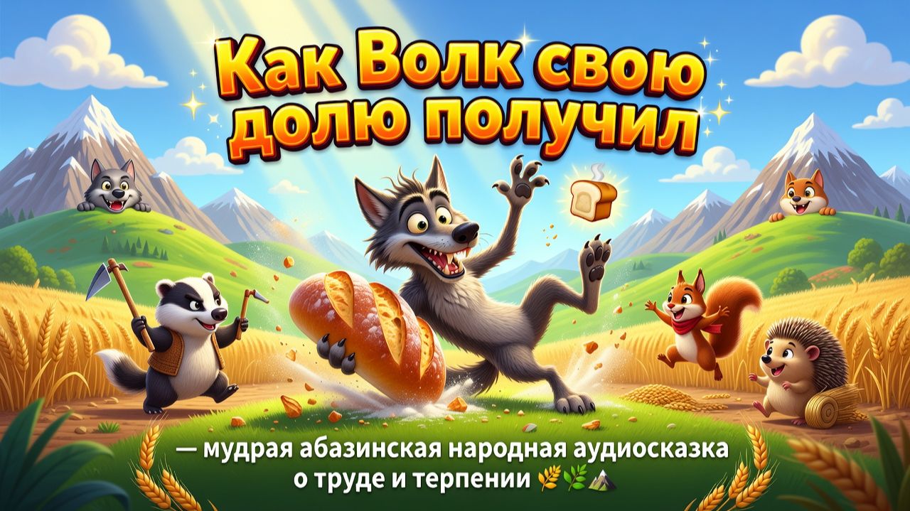 🐺🍞✨ Как Волк свою долю получил — мудрая абазинская народная аудиосказка о труде и терпении 🏔️🌾