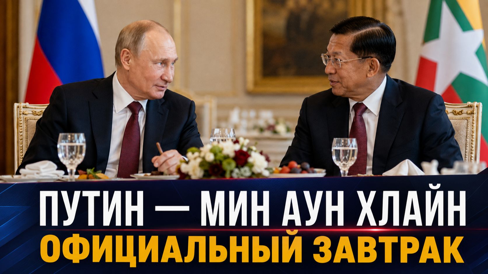 Переговоры Владимира Путина и Президента Мьянмы Мин Аун Хлайна продолжились за официальным завтраком