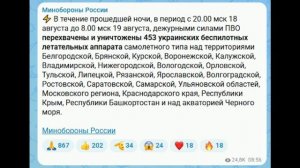 Заявления МО РФ о событиях 18-19 августа 2026 года.