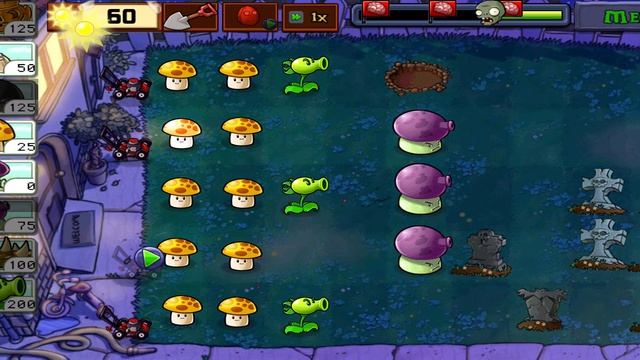 Plant Vs Zombies:Прохождение 4 уровня ночи