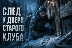 Свежий след у старого клуба в тайге