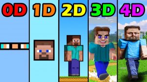Minecraft: 4D против 3D, 2D, 1D и 0D — эксперимент (подборка)