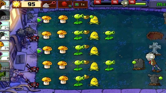 Plants Vs Zombies:Прохождение 9 уровня ночи