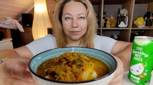 ASMR Mukbang Азу из говядины с пюре + вкусный напиток!