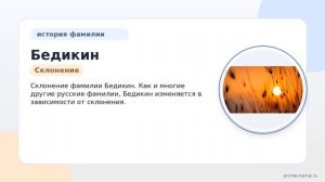 Фамилия Бедикин: происхождение, значение и склонение
