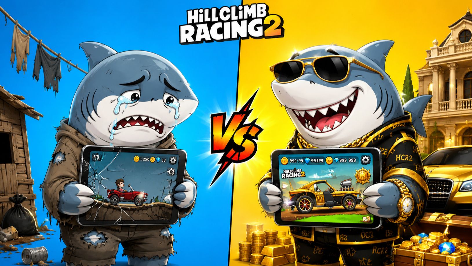 БЕДНЫЙ ИГРОК VS БОГАТЫЙ ИГРОК В HILL CLIMB RACING 2
