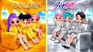 K-Pop Охотницы на Демонов в золотом пушистом и серебряном самолёте! 10 поделок для кукол L.O.L
