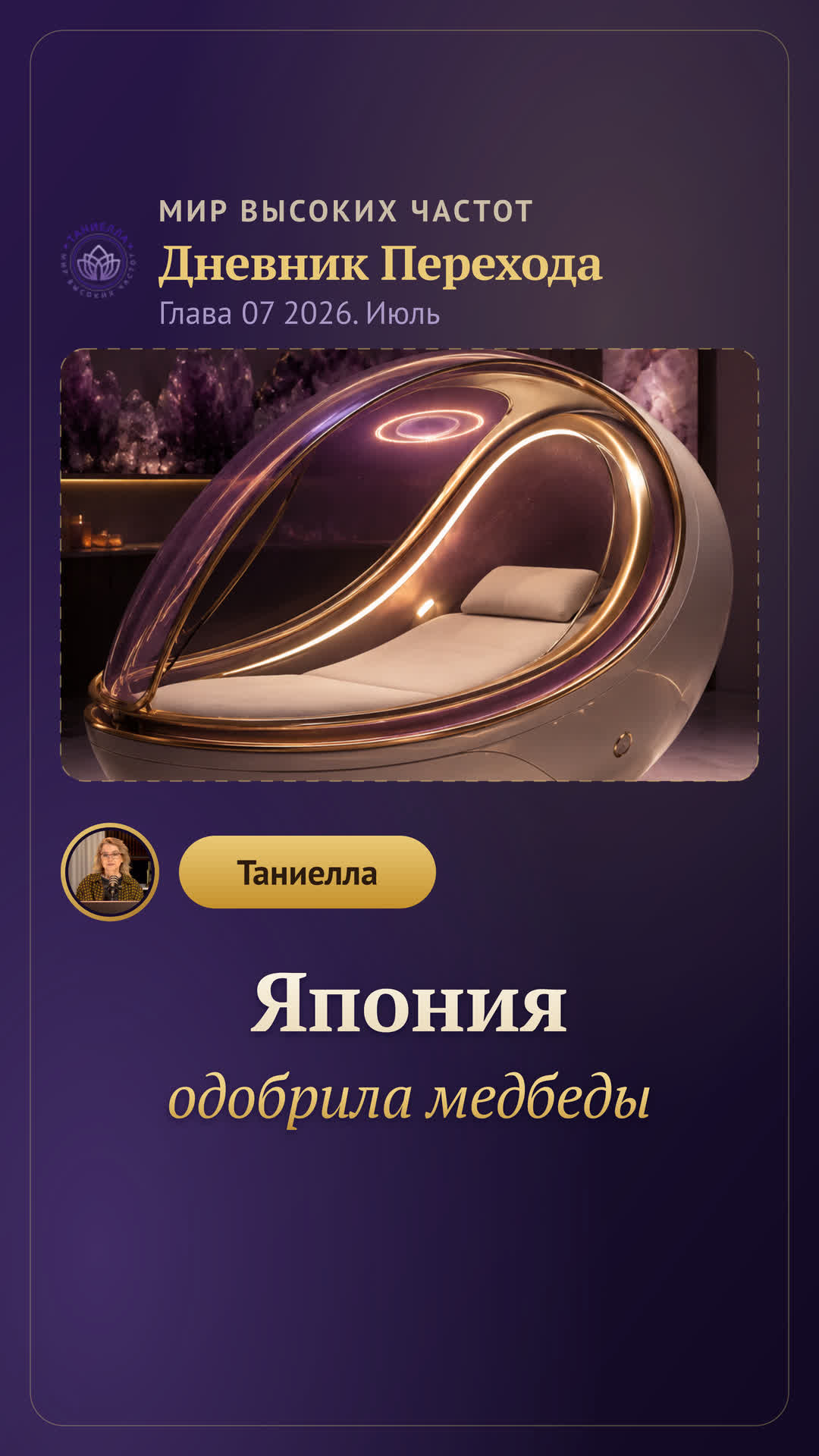 Япония одобрила медбеды — Дневник Перехода. Глава 07