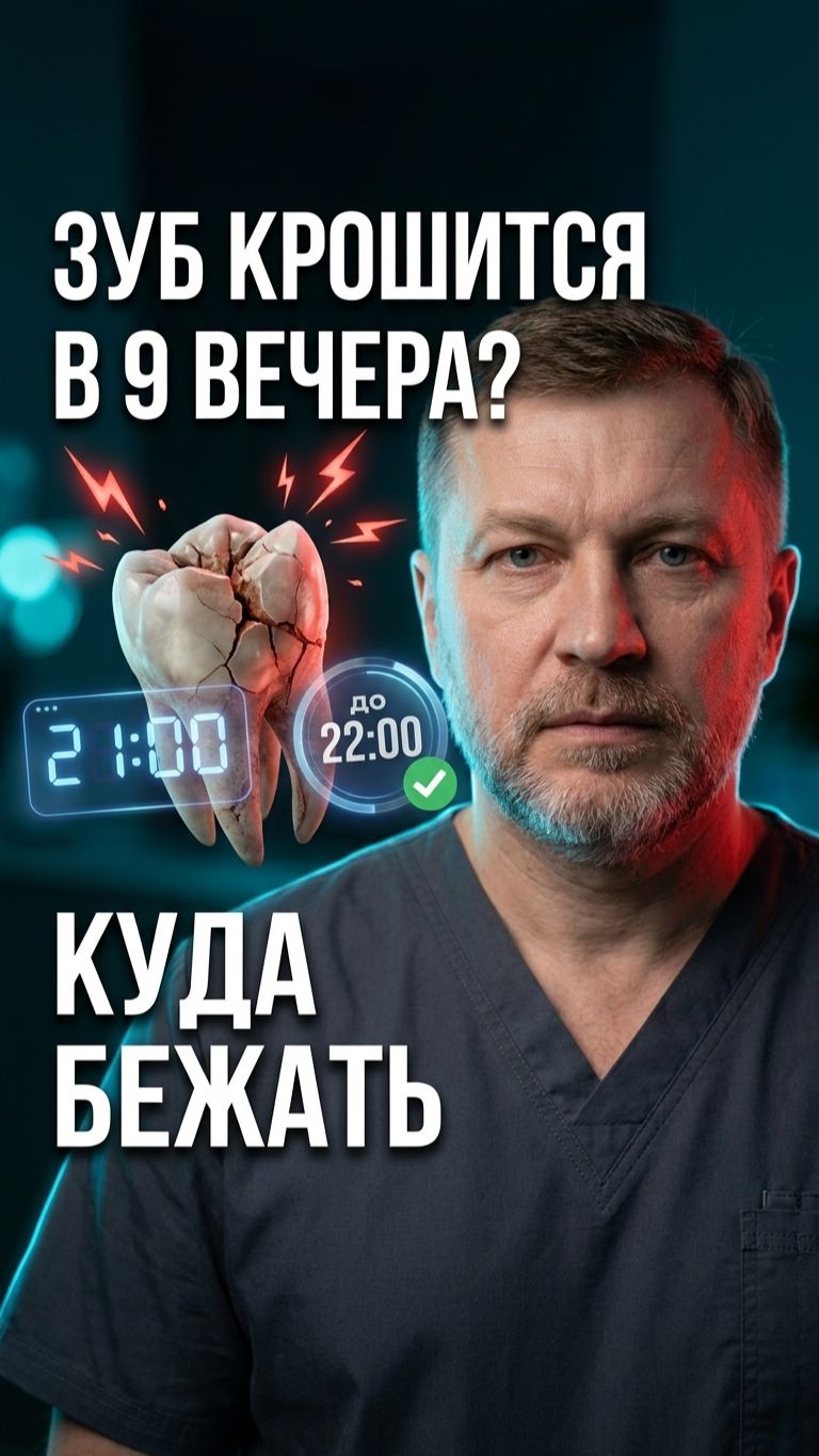 Зуб раскрошился в 21:00. Все закрыты 😬