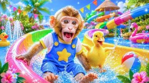 Monkey Mono Pintar ремонтирует Красочный Домик из воздушных шаров и ванночку со щенками и утятами