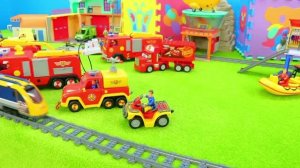 Поезд Пожарная машинка Вертолет Грузовик 🚂🚒 Видео с игрушками детям