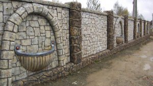 строительство  забора  зона барбекю декоративный  камень  из  арт бетона  мастер Коля.