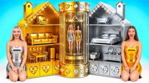 Строим Удивительный Кукольный Домик Золотой vs Серебряный Челлендж # Простые Трюки для Декора