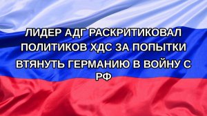 |Н. РФ| Лидер АдГ раскритиковал политиков ХДС за попытки втянуть Германию в войну с РФ