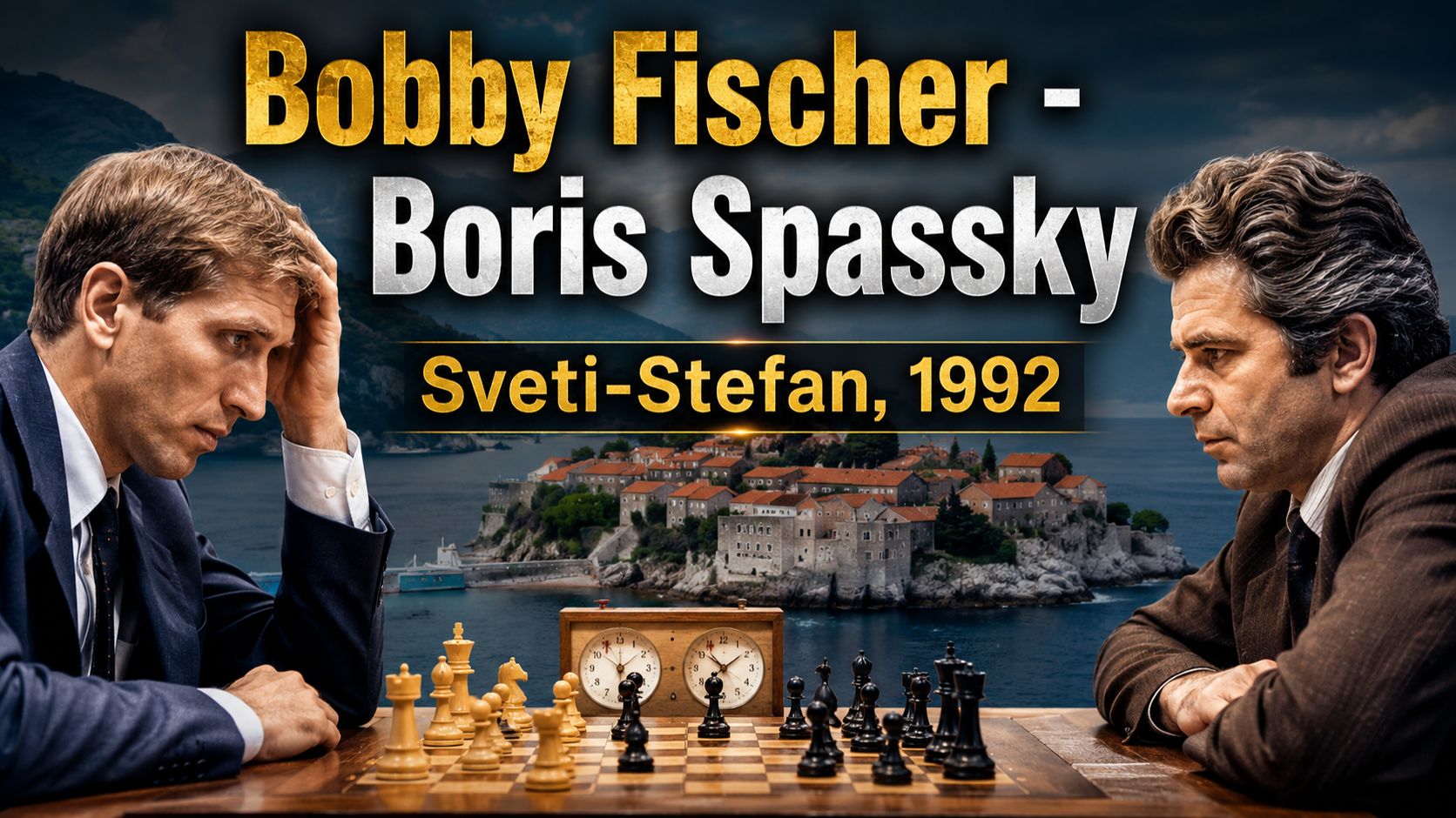 Bobby Fischer - Boris Spassky, Sveti-Stefan, 1992 / шахматы обучение