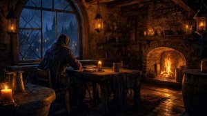 Cozy Medieval Tavern Ambience  Rain & Fireplace Sounds  Relaxing Celtic Music