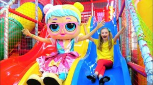 Polina playing in the playground with her friend Lol