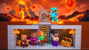 100 дней в подземной базе, спасаясь от ИЗВЕРЖЕНИЯ ВУЛКАНА | Lego Stop Motion | Анимация в Minecraft