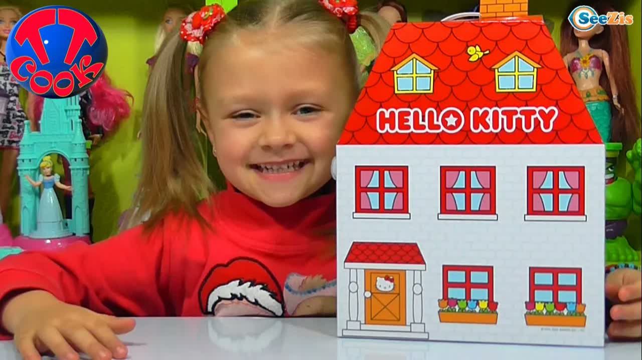 ✔Hello Kitty. Ярослава распаковывает домик для Хелло Китти   Unboxing Toys   Video For Kid