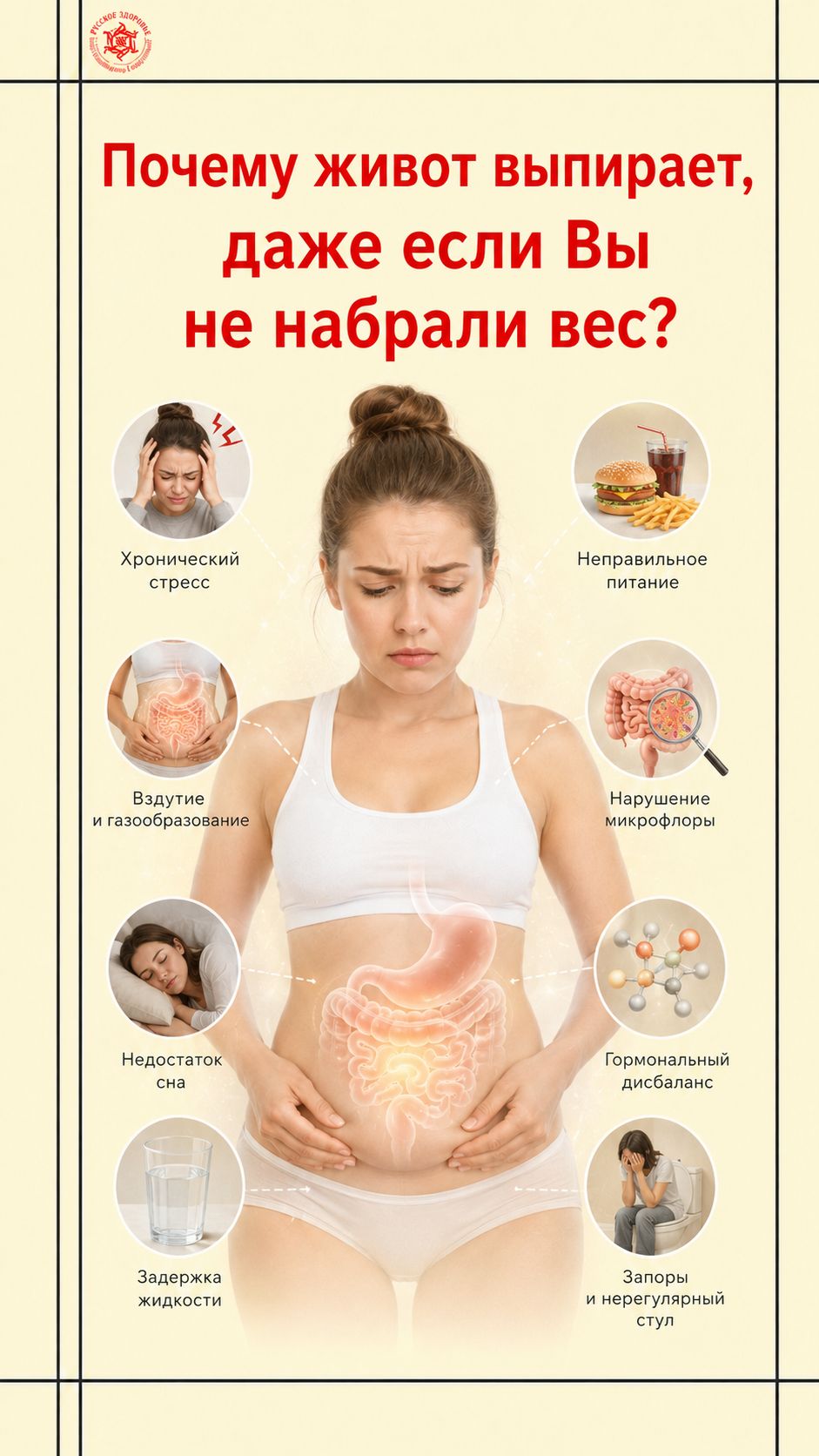 Почему живот выпирает, даже если Вы не набрали вес?