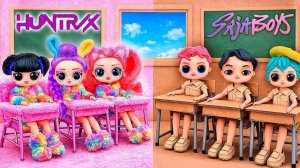 K-Pop Охотницы на Демонов_ Руми и Джину в картонной и пушистой школе!