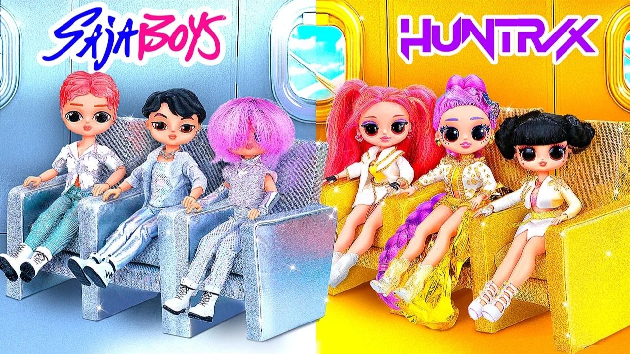 K-Pop Охотницы на Демонов в золотом и серебряном самолёте! 10 поделок для кукол L.O.L