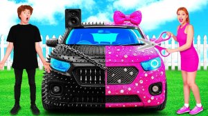 Розовая машина vs Черная машина Челлендж # Крутые Розыгрыши и Трюки от Fun Challenge