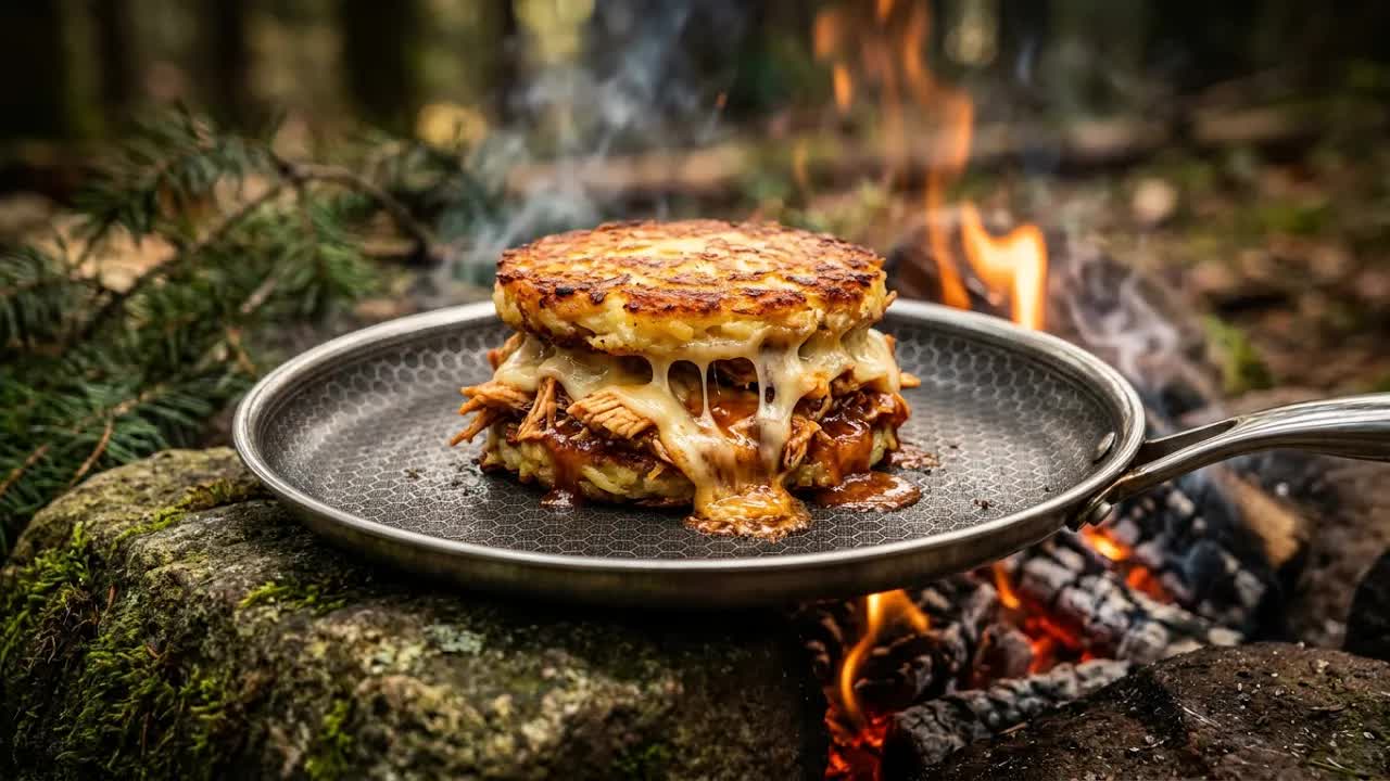 Хрустящий куриный BBQ-сэндвич с золотистой картофельной лепёшкой