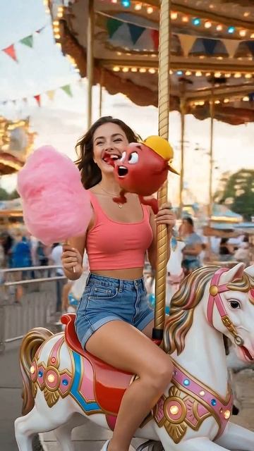 Яблоко УЛЕТЕЛО С КАРУСЕЛИ прямо в сладкую вату! 😱🍭 Жми на плюс и подписывайся! 👇 тренд
