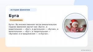 Фамилия Буга: происхождение, значение и склонение