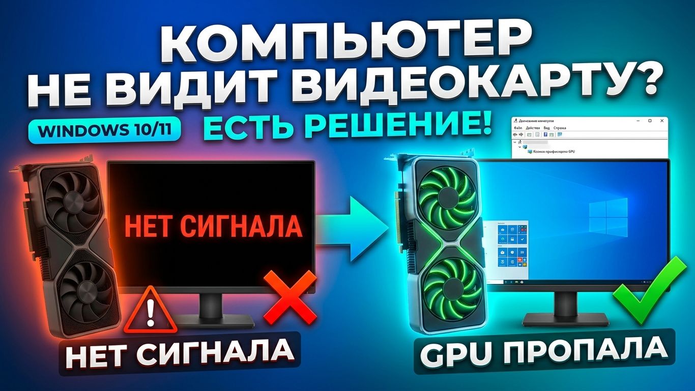 Компьютер не видит видеокарту в Windows 10/11? Нет сигнала / GPU пропала из диспетчера устройств