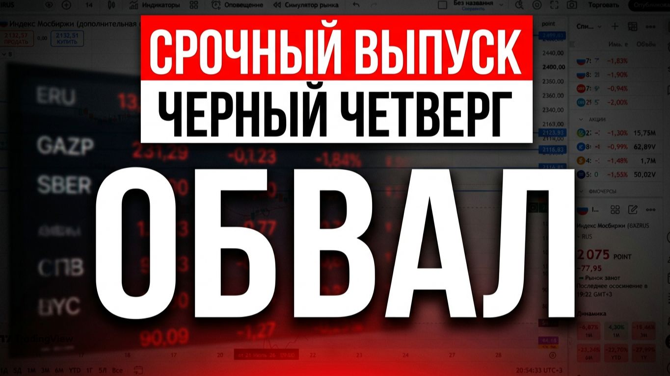 Кошмарный четверг на рынке акций. Очередной обвал акций РФ. #трейдинг #курсдоллара