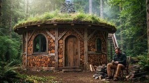 Жизнь в лесу 🌿 Строю тёплое деревянное укрытие, соло бушикрафт