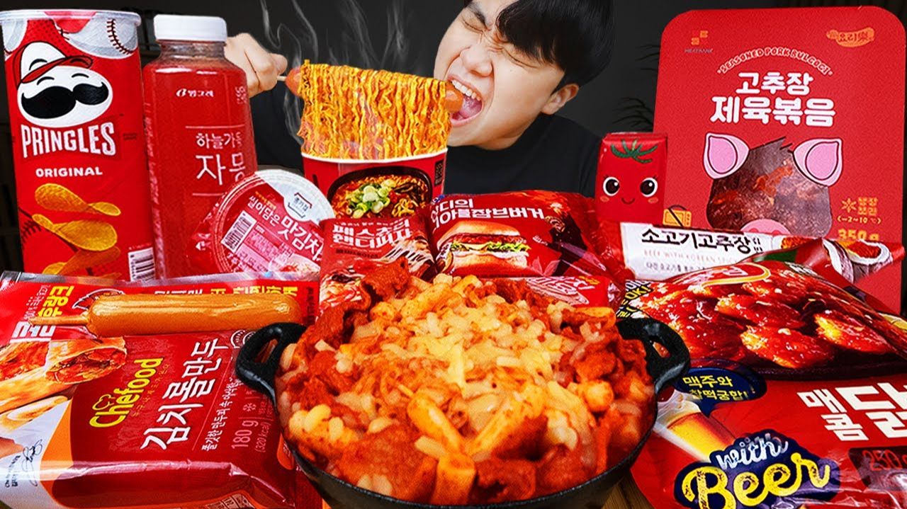 МУКБАНГ — Корейский магазин, острая лапша и жареная курица