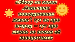 20-08-2026«Обзор на канал „Сельчане: повседневная жизнь“: тут не про огород — тут про жизнь со всеми