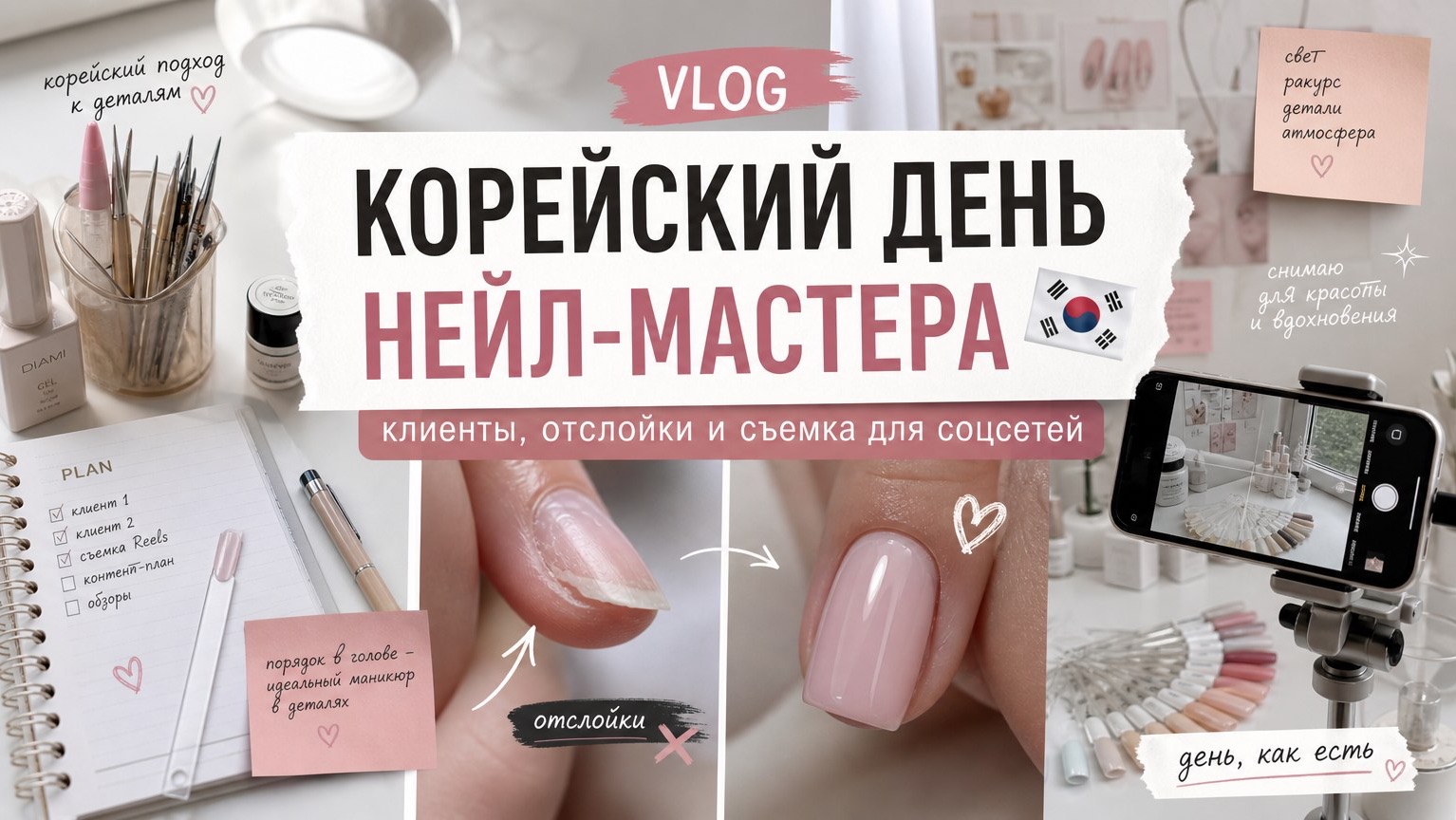 Корейский день нейл-мастера: клиенты, отслойки и съемка для соцсетей 🇰🇷