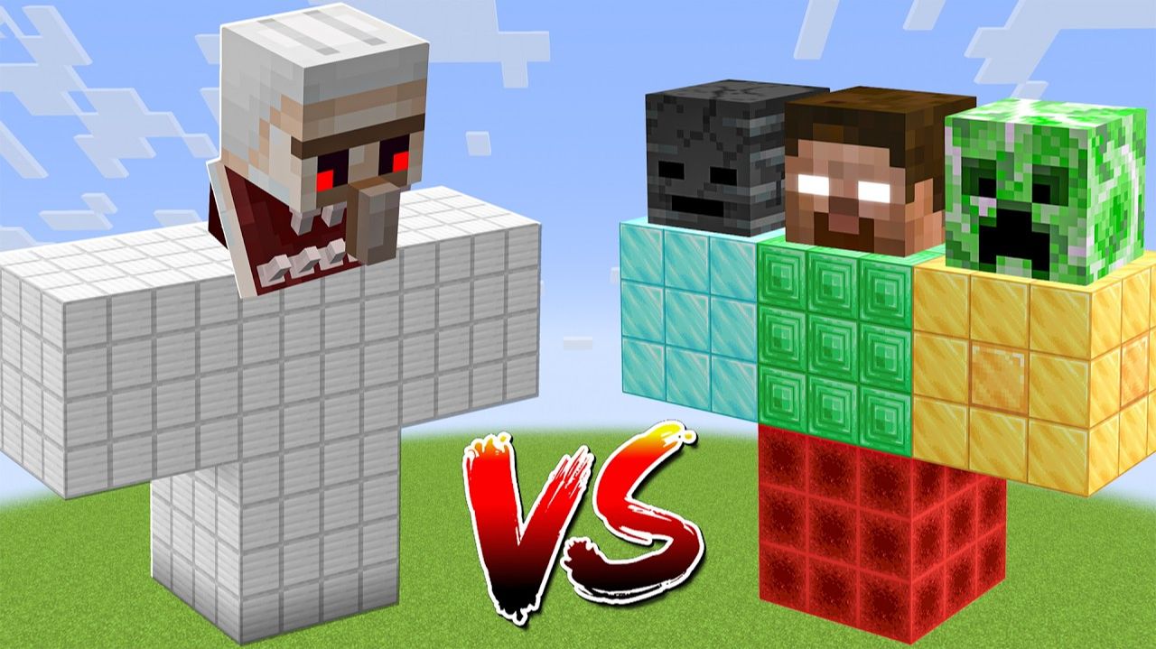 Железный голем-мимик против всех боссов Minecraft — Битва мобов в Minecraft