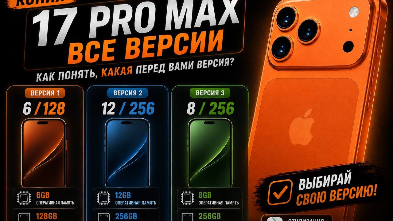 Копия IPhone 17 Pro Max — как выбрать лучшую? Сравнение 3 версий