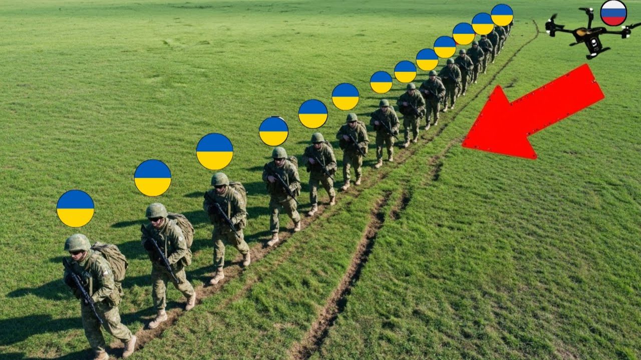 Российский беспилотник отслеживает украинские войска в открытом поле