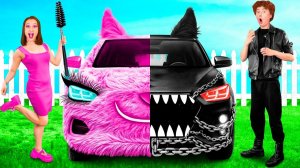 Розовая машина vs Черная машина Челлендж # Потрясающий Творческий Челлендж от Fun Challenge