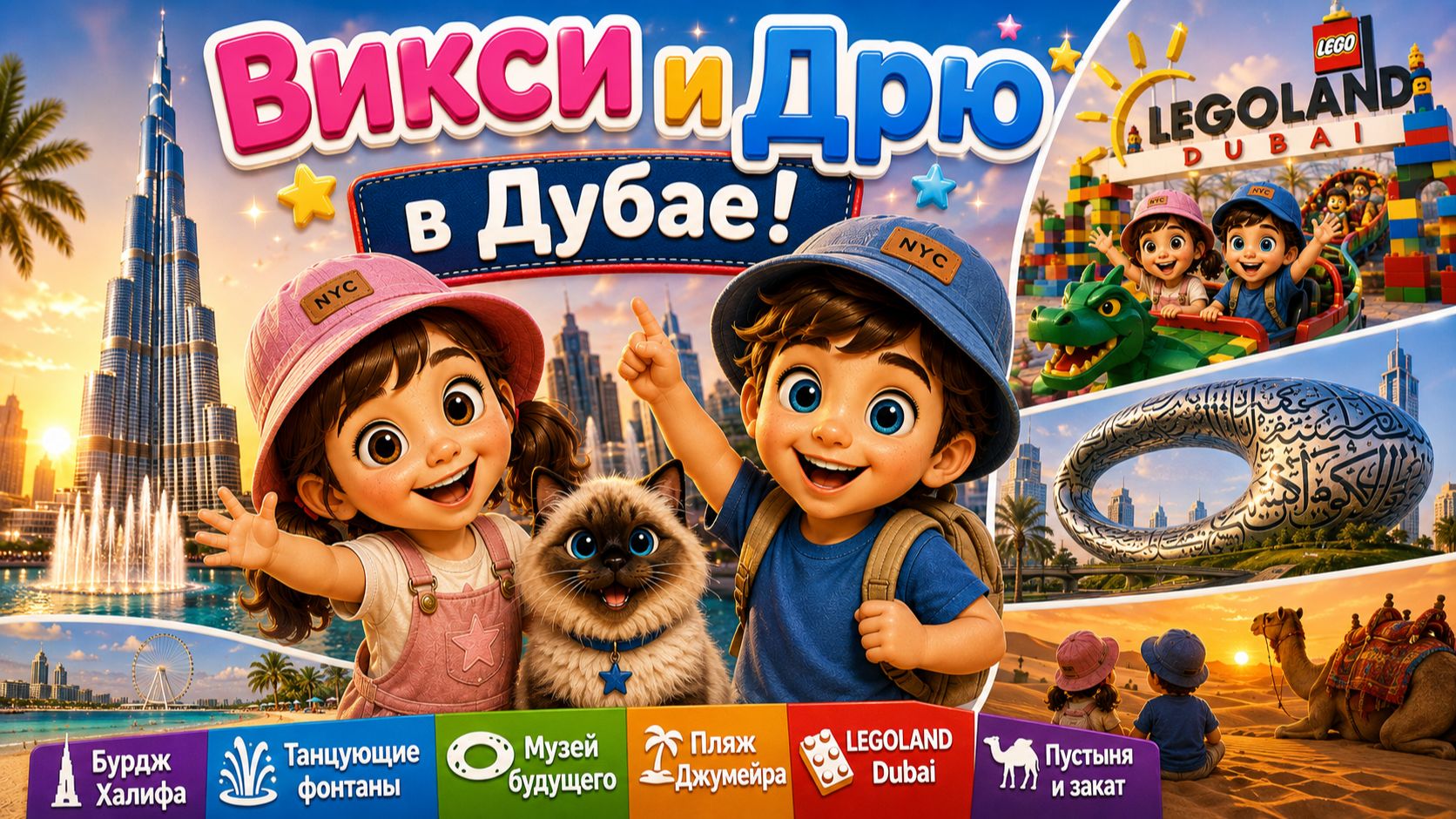 Приключения Викси и Дрю в Дубае! 🌴🏙️ LEGOLAND, Бурдж-Халифа и пустыня