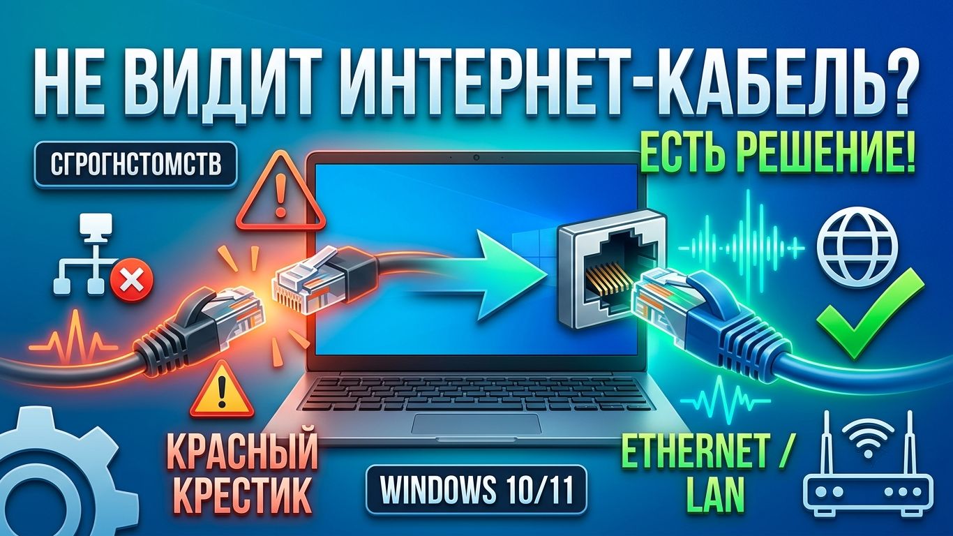 Компьютер не видит интернет-кабель в Windows 10/11. Красный крестик, «Сетевой кабель подключен»