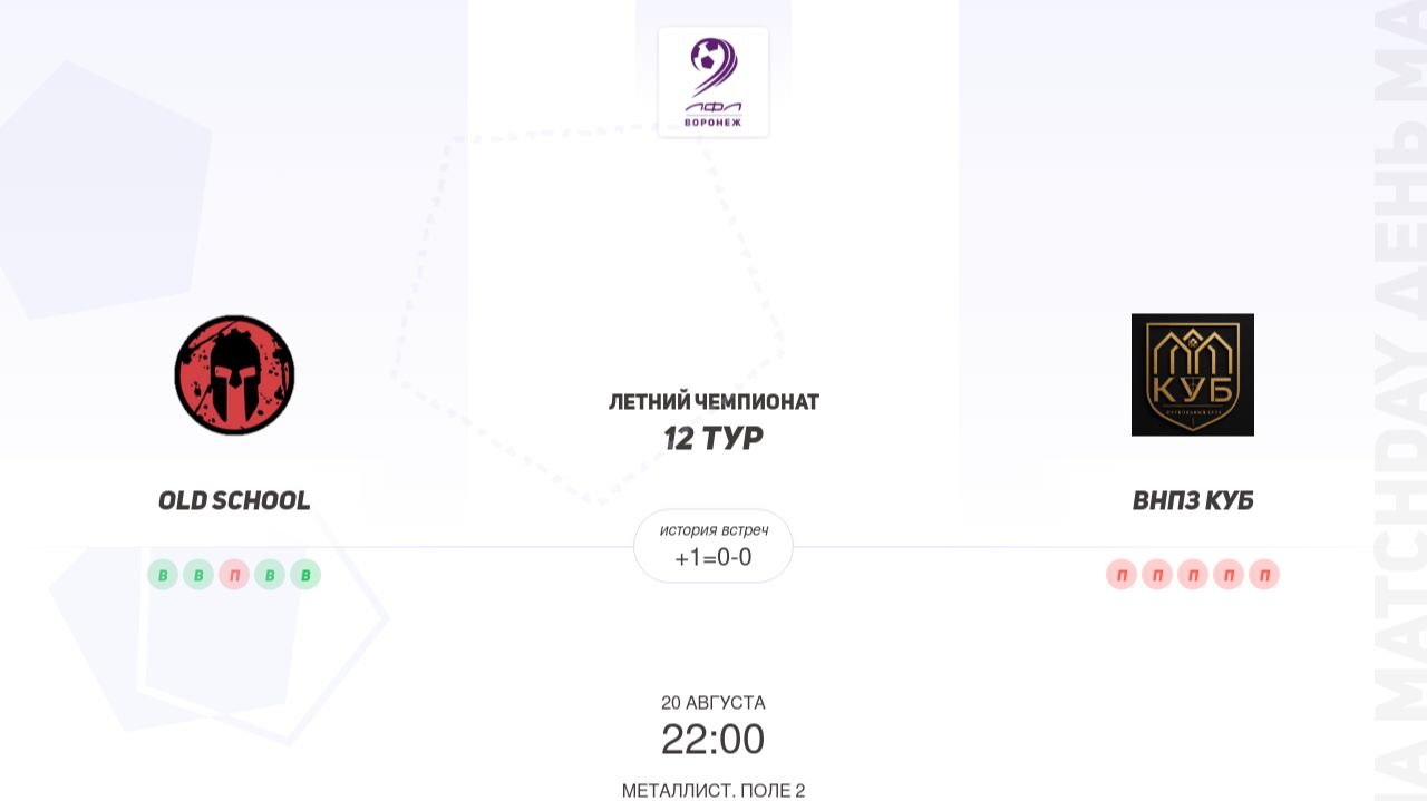 Old School × ВНПЗ Куб. Первая лига. Летний чемпионат
