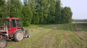 Прессование поля 4 гектара. Сломал подборщик . Прессую жирные валки. Трактор Т-25 с прессом 0850.