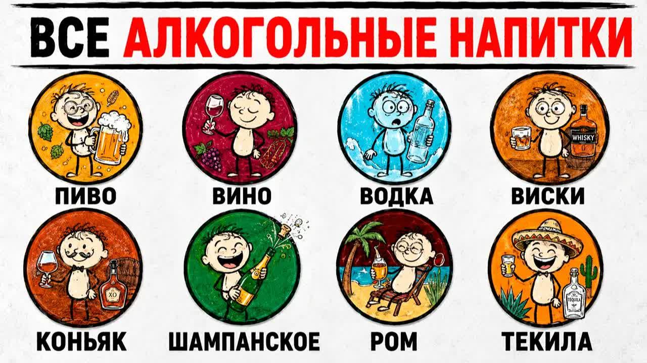 Все алкогольные напитки что это, откуда берутся и как влияют на организм 🍷😴