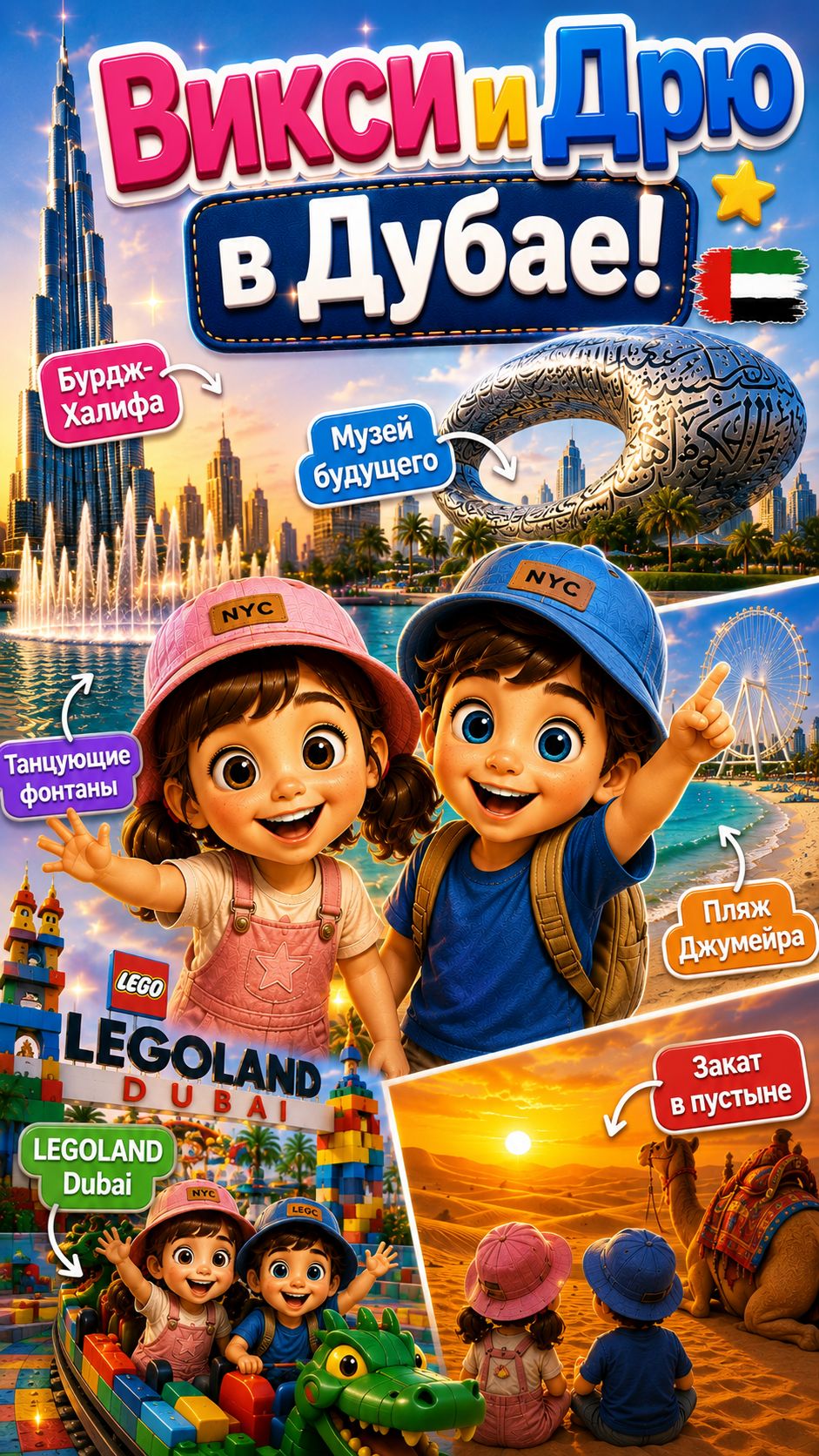 Приключения в Дубае! 🌴 Бурдж-Халифа, LEGOLAND и пустыня | Викси и Дрю #Shorts